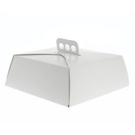Pudełka na Wynos Kartonowe Białe na Ciasto Kwadrat 24,5x24,5x10 cm 