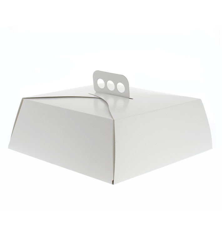 Pudełka na Wynos Kartonowe Białe na Ciasto Kwadrat 30,5x30,5x10 cm 
