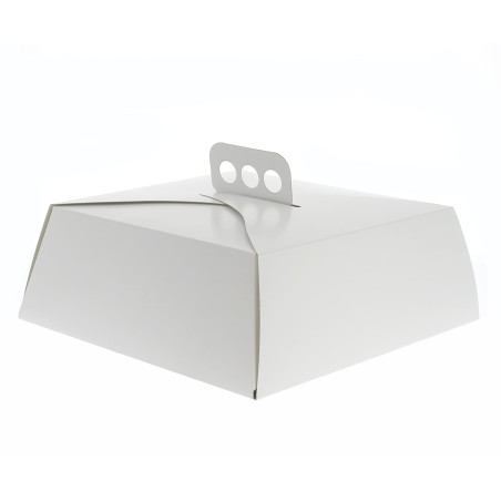 Pudełka na Wynos Kartonowe Białe na Ciasto Kwadrat 30,5x30,5x10 cm (50 Sztuk)