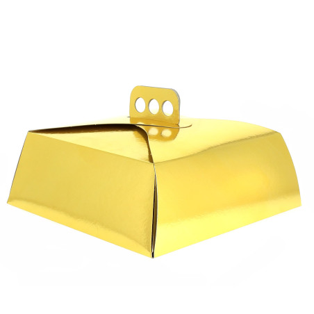 Pudełka Kartonowe Złote na Ciasto Kwadrat 30,5x30,5x10 cm (50 Sztuk)