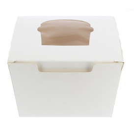 Pudełka na 1 Babeczki z Stojakiem 11x10x7,5cm Białe 