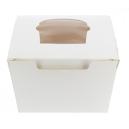 Pudełka na 1 Babeczki z Stojakiem 11x10x7,5cm Białe (20 Sztuk)