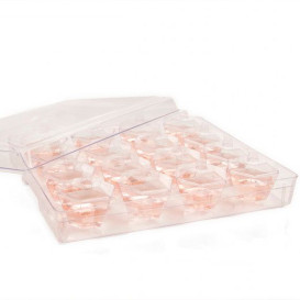 Plastic Tray PS + 16 Bowl Kit with Lid Hexagon Shape Clear (12 Units)