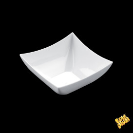 Tasting Plastic Bowl PS Square shape White 90 ml (25 Units) 