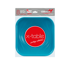 Talerz Plastikowe PP "X-Table" Kwadratowi Turkusowe 230mm (8 Sztuk)