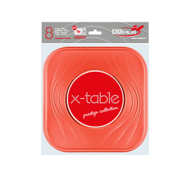 Talerz Plastikowe PP "X-Table" Kwadratowi Orange 230mm (120 Sztuk)