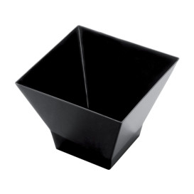 Tasting Plastic Bowl PS "Pagoda" Medium Size Black 200 ml (12 Units) 