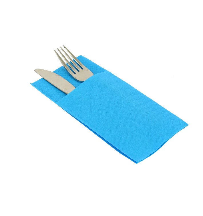 Pocket Fold Paper Napkins Turquoise 40x40cm (30 Units) 