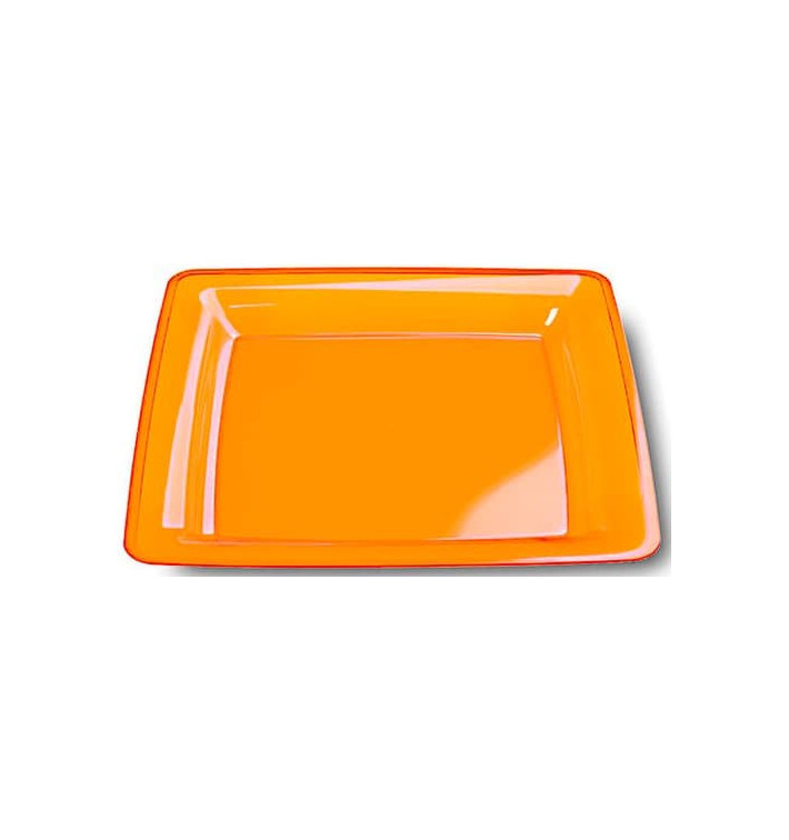 Talerz Plastikowe Kwadratowi Bardzo Sztywny Orange 22,5x22,5cm (6 Sztuk)