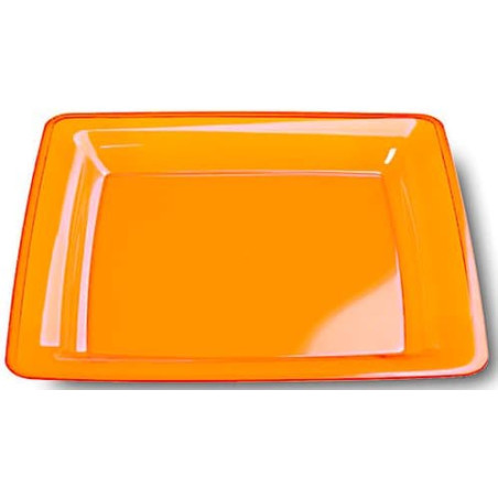 Talerz Plastikowe Kwadratowi Bardzo Sztywny Orange 22,5x22,5cm (6 Sztuk)