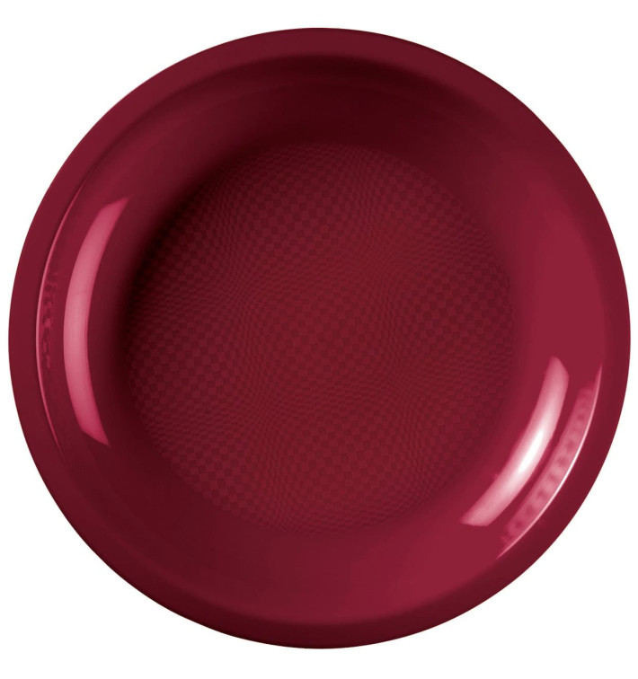 Talerz Plastikowe Płaski Bordeaux Round PP Ø220mm (600 Sztuk)