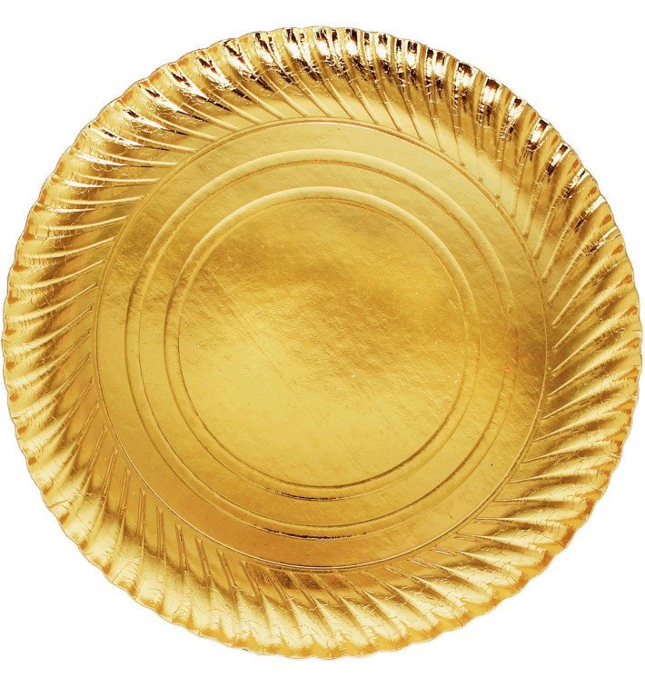 Talerz Papierowe Okrągłe Złote 300 mm (400 Sztuk)