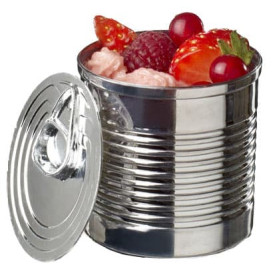 Tasting Plastic Tin Can PS Silver 110ml Ø6,1x6cm (200 Units)