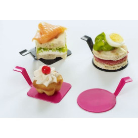 Tasting Plastic Plate PS "Gourmand" Raspberry 4x4cm (50 Units) 