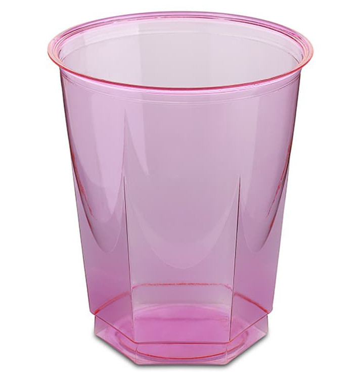 Kubki Plastikowe Hexagonalny PS Szkło Fuchsia 250ml (10 Sztuk)