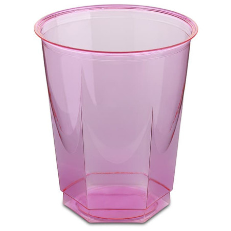 Kubki Plastikowe Hexagonalny PS Szkło Fuchsia 250ml (10 Sztuk)