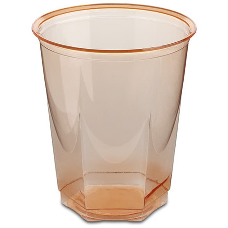 Kubki Plastikowe Hexagonalny PS Szkło Orange 250ml (10 Sztuk)