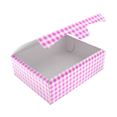 Pudełko Papierowy Różowy na Ciasto 18,2x13,6x5,2cm 500g (25 Sztuk)