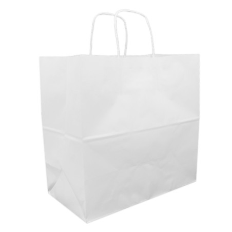 Torba Papierowa Eko Biała z Uchwytami 90g/m² 32+16x31cm (30 Sztuk)