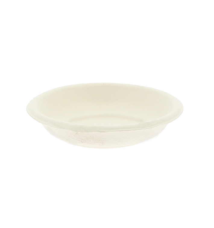 Sugarcane Mini Plate Round Shape White Ø7,5cm (50 Units) 