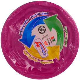 Talerz Głębokie Okrągłe Ośmioboczny Plastikowe PS Fuchsia Ø220 mm (25 Sztuk)