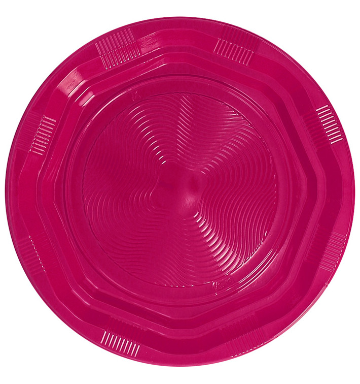 Talerz Głębokie Okrągłe Ośmioboczny Plastikowe PS Fuchsia Ø220 mm (25 Sztuk)