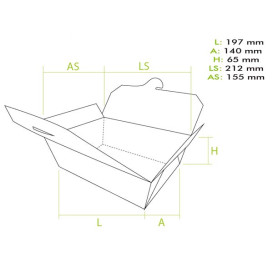 Pudełka na Wynos Amerykanin Duży Kraft 19,7x14x6,5cm 1470ml (25 Sztuk)