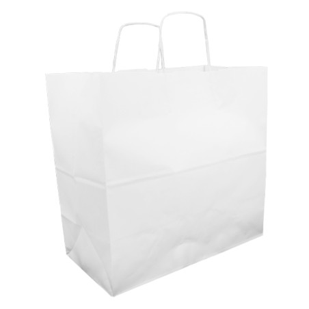 Torba Papierowa Eko Biała z Uchwytami 100g/m² 35+18x34cm (25 Sztuk)