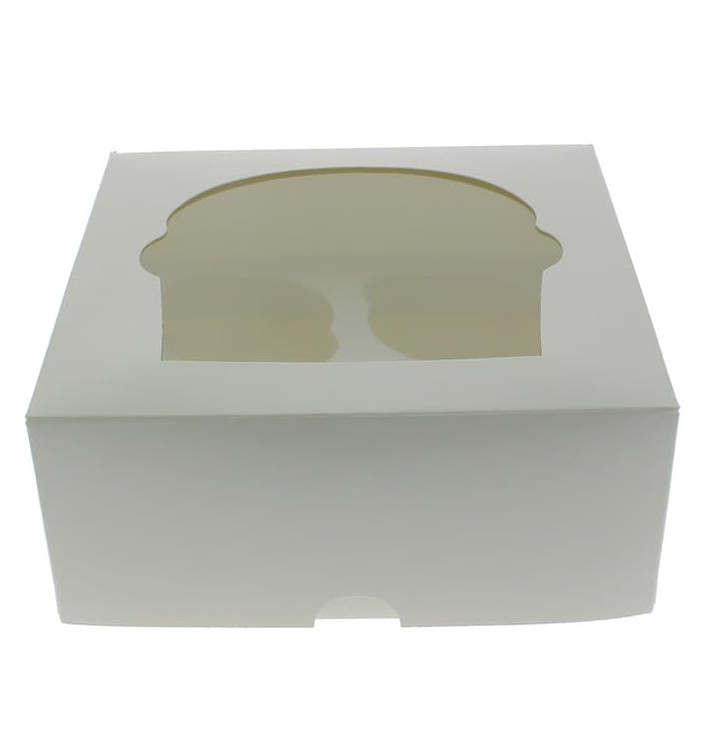 Pudełka na 4 Babeczkiz Stojakiem 17,3x16,5x7,5cm Białe (20 Sztuk)