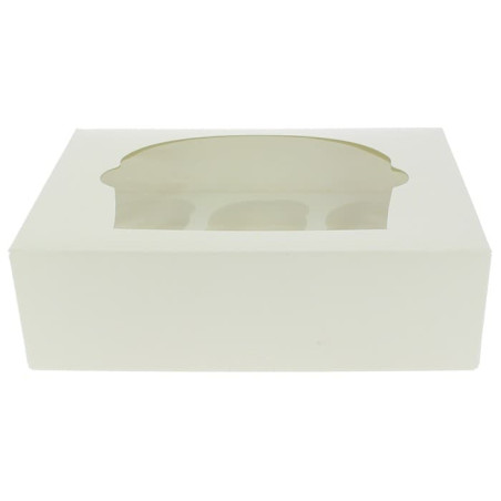 Pudełka na 6 Babeczki z Stojakiem 24,3x16,5x7,5cm Białe (20 Sztuk)