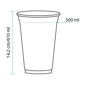 Kubki Plastikowe Sztywni PET 610ml Ø9,8cm (50 Sztuk)