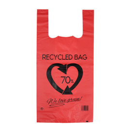 Plastikowa torba na koszulki 70% z Recyklingu Czerwony 42x53cm 50µm (1.000 Sztuk)