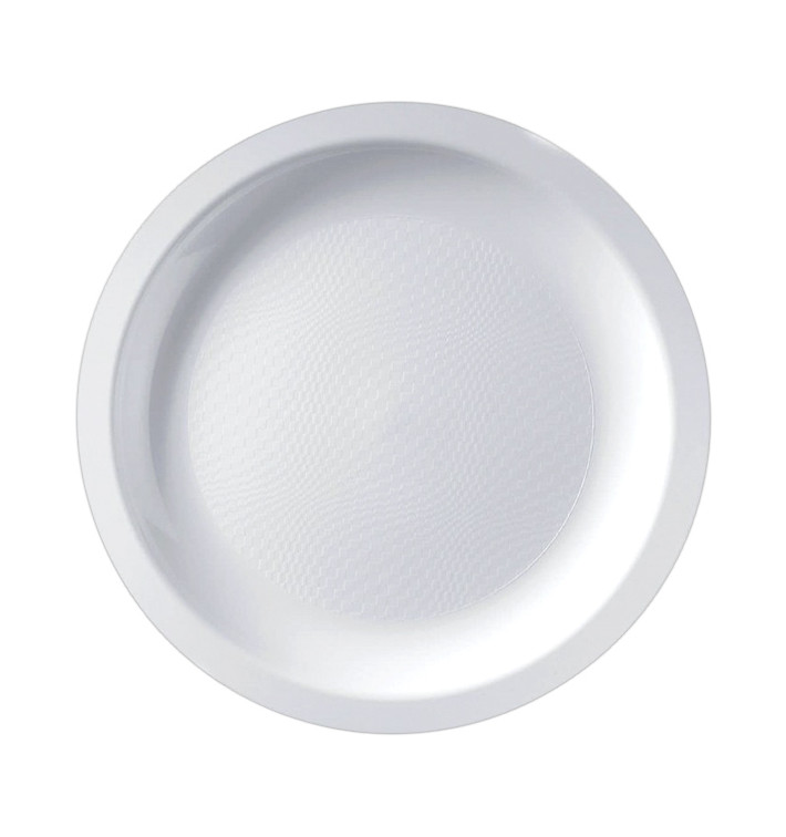 Talerz Plastikowe Płaski Białe Round PP Ø185mm (50 Sztuk)