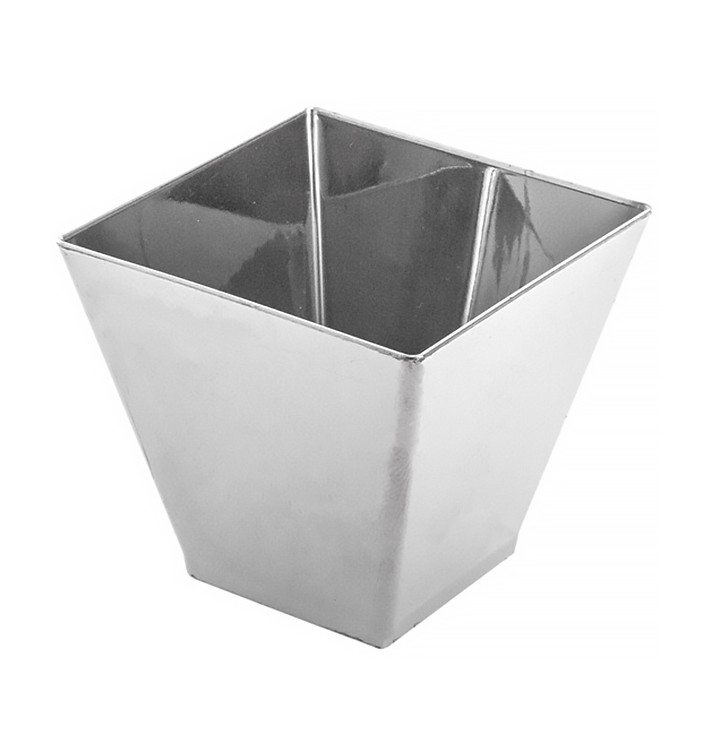 Tasting Plastic Bowl PS Silver Large Size 7x7x5,5cm (50 Units)