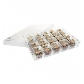 Plastic Tray PS + 20 Bowl Kit with Lid Round Shape Clear (1 Unit)