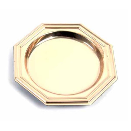 Plastic Tasting Mini Plate PS Dessert Octogonal shape Gold 8 cm (125 Units) 