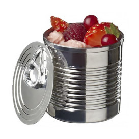 Tasting Plastic Tin Can PS Silver 220ml Ø7,4x7,3cm (20 Units) 