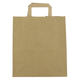 Torby Papierowe Kraft z Płaską Rączką 80g/m² 26+14x29cm (250 Sztuk)