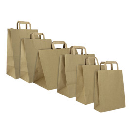 Torby Papierowe Kraft z Płaską Rączką 80g/m² 32+16x35cm (250 Sztuk)