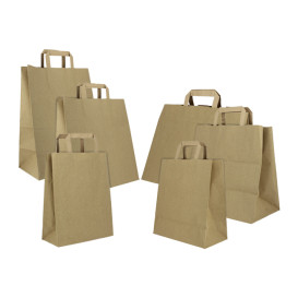 Torby Papierowe Kraft z Płaską Rączką 80g/m² 32+16x35cm (250 Sztuk)