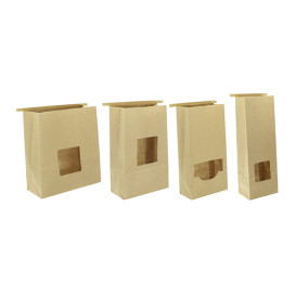 Paper Bag without Handle Kraft and Window 9+6x26cm (1000 Uds)