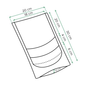 Torby Papierowe DoyPack z oknem Białe 20+10x30cm (50 Uds)