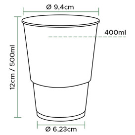 Kubki Plastikowe PP Przezroczyste 500ml Ø9,4cm (50 Sztuk)