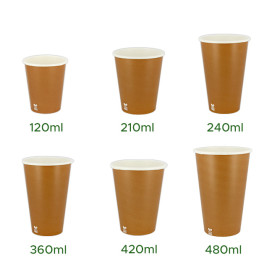 Kubek Papierowy Bez Plastiku 14 Oz/420ml "Karmel" Ø9cm (50 Sztuk)