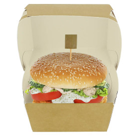 Opakowania Pudełka Burger Kartonowe Kraft Podwójnym Zamknięciem 11x11x7,5cm (450 Sztuk)