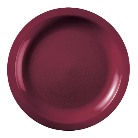 Talerz Twardy Wielokrotnego Użytku Płaski Bordeaux Round PP Ø18,5cm (600 Sztuk)