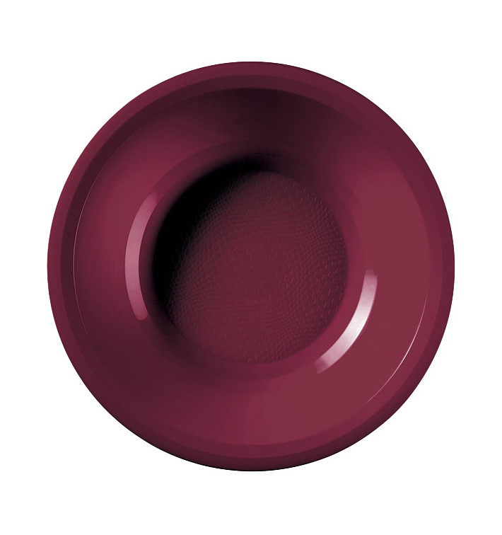 Talerz Plastikowe Głębokie Bordeaux Round PP Ø195mm (50 Sztuk)