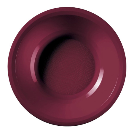 Talerz Twardy Wielokrotnego Użytku Głębokie Bordeaux "Round" PP Ø19,5cm (50 Sztuk)