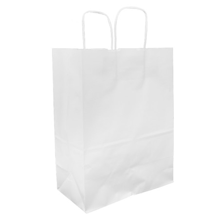 Torba Papierowa Eko Biała z Uchwytami 90g/m² 24+11x32cm (25 Sztuk)