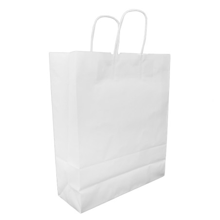 Torba Papierowa Eko Biała z Uchwytami 100g/m² 32+12x40cm (25 Sztuk)